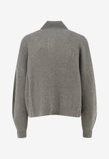 Brunello Cucinelli High-Neck Cashmere Cardigan Green M12750806C9986_OREGANO_70014781