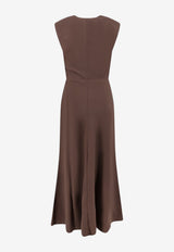 Brunello Cucinelli Flared Twill Fluid Dress Brown MG542AB4F1C8705_CHOCOLATE_70014869