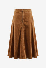 Polo Ralph Lauren Corduroy Midi Flared Skirt Brown 211B17568001_TAN_70027120