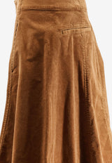 Polo Ralph Lauren Corduroy Midi Flared Skirt Brown 211B17568001_TAN_70027120