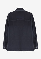 Saint Laurent Cassandre Embroidered Denim Overshirt Black A007M4Y07YD1238_BLACKSAND_70422212