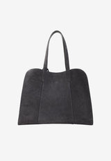Logo Stamp Suede Leather Shoulder Bag