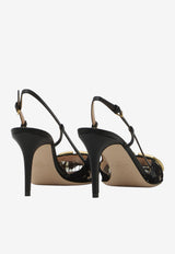 Valentino 80 VLogo Slingback Lace Pumps Black 9W2S0R01-MMC-0NO