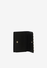Valentino Rockstud Grained Leather Bi-Fold Wallet Black 9W2P0P39-VSH-0NO