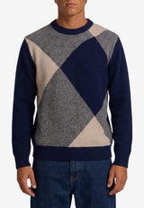 Ballantyne Diamond Pattern Wool Sweater Blue B2P000-5W022-93526
