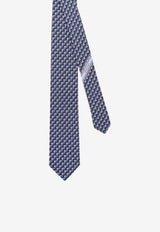 Ferragamo Owl Print Silk Tie Blue 351419794424NAVY_NAVY_67481162