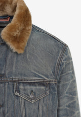 Vintage Denim Jacket with Fur Collar