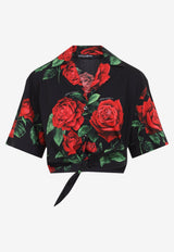 Rose Print Cropped Shirt