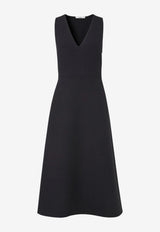 Fendi Silk and Wool Midi Dress Black FDD658B1UJ/T_FENDI-F0QA1