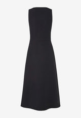 Fendi Silk and Wool Midi Dress Black FDD658B1UJ/T_FENDI-F0QA1