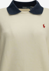 Polo Ralph Lauren Polo Collar Logo Sweatshirt Ivory 211B17785002WARM WHITE_9b559681-d76f-4262-a5cd-ddd52539cd3c