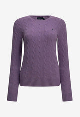 Polo Ralph Lauren Cable Knit Logo Sweater Purple 211971865502AMETHYST FALLS HEATHER_78c7d35c-65d1-4813-9d71-880909dba43f