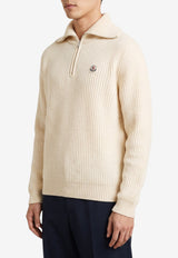 Moncler Logo Patch Half-Up Sweater Ivory L20919F00003-M1241-060