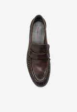 The Row Stitched Leather Loafers Dark Brown F1280-L894-DEO