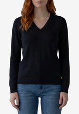 The Row Phora V-neck Ribbed Sweater Black R000627-Y166-BLK
