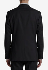 Lardini Double-Breasted Wool Suit Black AC5934E-CN64414-999