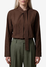 Lemaire Tied Buttoned Blouse Brown SH1218-LF1500-BR477