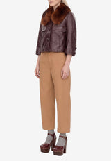 Chloé Short Leather Jacket Purple CH26ACV05223--56F
