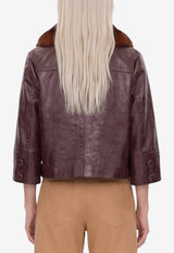 Chloé Short Leather Jacket Purple CH26ACV05223--56F