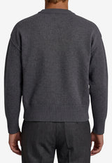 AMI PARIS Intarsia Knit Ami De Coeur Sweater Gray UKS838-018-084