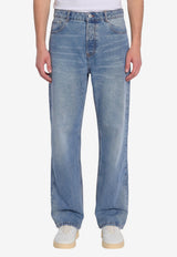AMI PARIS Wide-Leg Washed Jeans Blue HTR450-DE0046-480