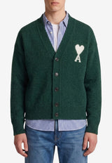 AMI PARIS Intarsia Knit Ami De Coeur Cardigan Green UKC365-KN0135-A279