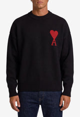 AMI PARIS Intarsia Knit Ami De Coeur Sweater Black UKS838-018-009