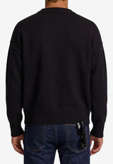 AMI PARIS Intarsia Knit Ami De Coeur Sweater Black UKS838-018-009