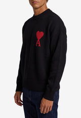 AMI PARIS Intarsia Knit Ami De Coeur Sweater Black UKS838-018-009