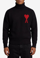 AMI PARIS Intarsia Knit Ami De Coeur High-Neck Sweater Black UKS839-018-009