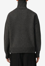 AMI PARIS Intarsia Knit Ami De Coeur High-Neck Sweater Gray UKS839-018-084