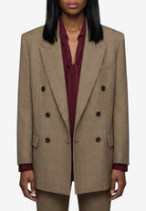 Saint Laurent Double-Breasted Glen Plaid Blazer Beige 871065-Y3L61-2242