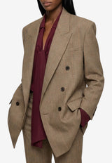 Saint Laurent Double-Breasted Glen Plaid Blazer Beige 871065-Y3L61-2242