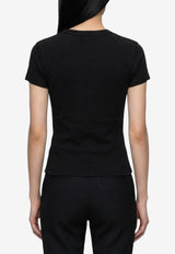 Saint Laurent Cassandre Embroidered Slim T-shirt Black 869630-Y38BD-1000