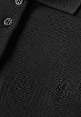 Saint Laurent Cassandre Embroidered Polo T-shirt Black A003I4-Y38EK-1000