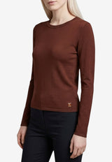 Saint Laurent Cassandre Long-Sleeved Top Brown A001CJ-Y76MP-2020