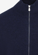 Stand-Collar Cashmere Zip Cardigan