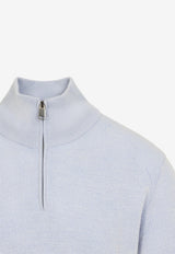 Half-Zip Up Cashmere Knit Sweater