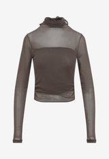 Layered Sheer Foulard-Neck Top