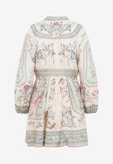 Roselight Plunge Neck Floral Mini Dress