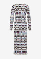 Zigzag Metallic Knit Maxi Dress