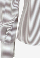 Long-Sleeved Striped Silk Shirt