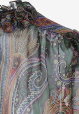 Paisley Print Ruffled Sheer Blouse