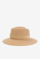 Virginie Suede Hat with Logo-Emblem