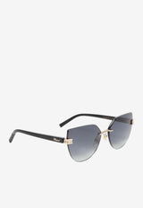 Rimless Butterfly Sunglasses with Crystals