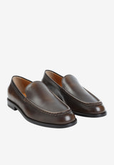 Antiqued Leather Loafers with Metal Studs