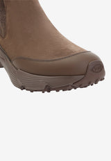 Suede and Rib Knit Ankle Boots
