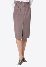 Dries Van Noten Belted Pencil Skirt Taupe 108101149/Q_DRVNO-811