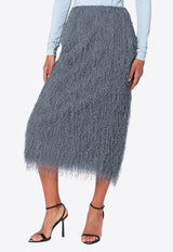 Dries Van Noten Fringed Midi Skirt Gray 108602031/R_DRVNO-803