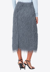 Dries Van Noten Fringed Midi Skirt Gray 108602031/R_DRVNO-803